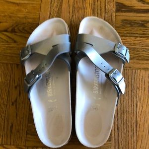 Silver Birkenstock Yao. Size 38. Wonderful condition.